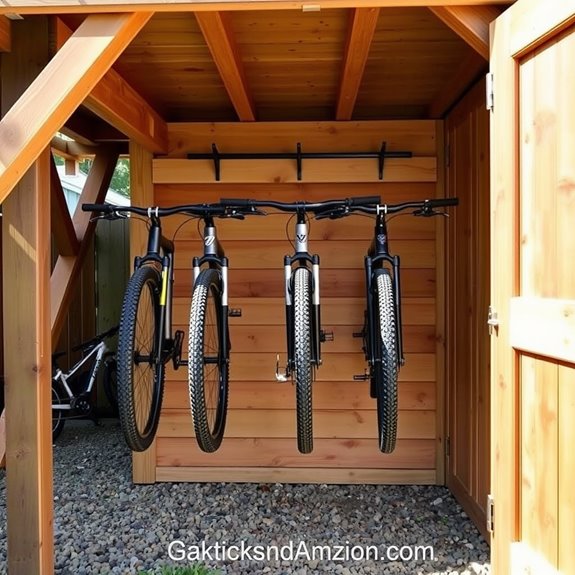 bicycle storage beneath deck