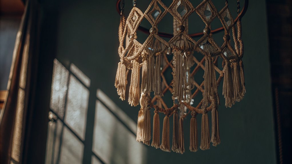 bohemian style macrame light fixture