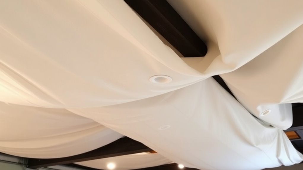 ceiling protection with drop cloth