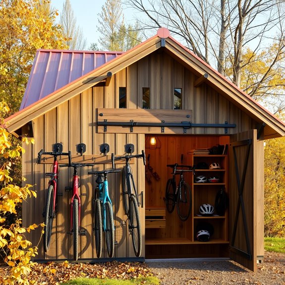 charming wooden bicycle storage