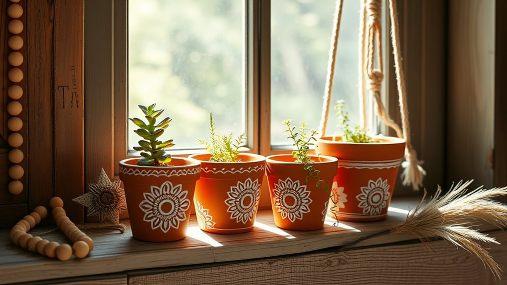 colorful clay flower pots