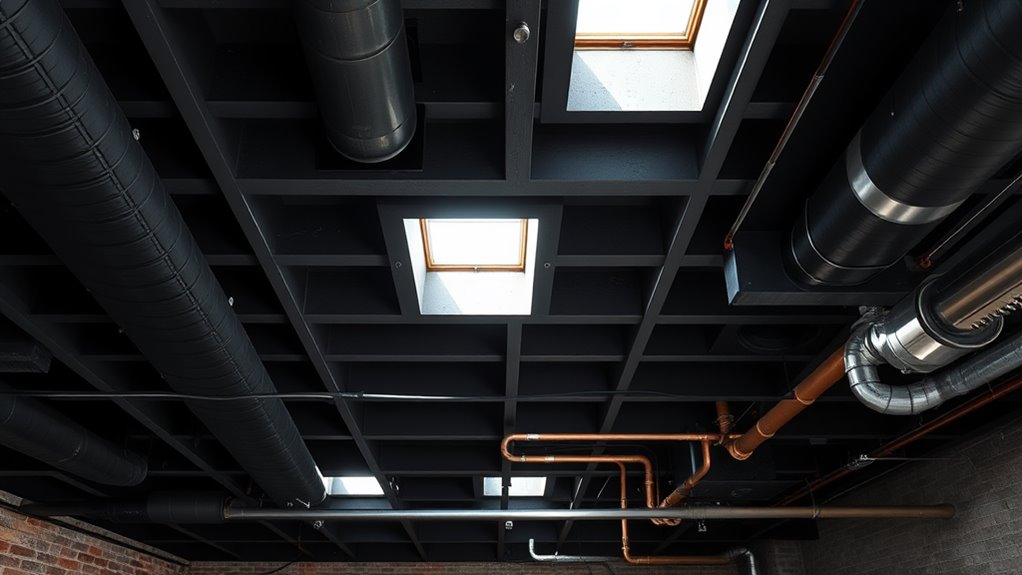 dark industrial ceiling design