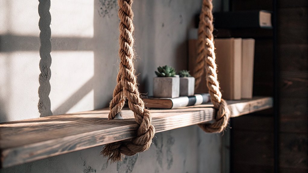 diy rustic rope shelf