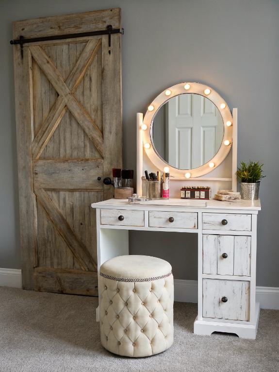 door turned vanity makeup station