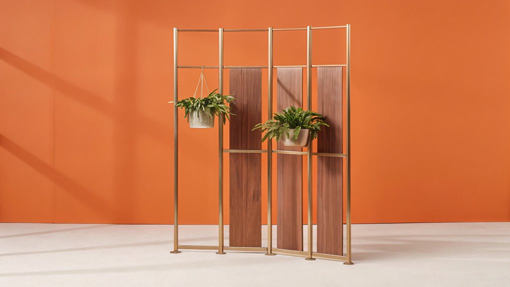 elegant brass wood partition