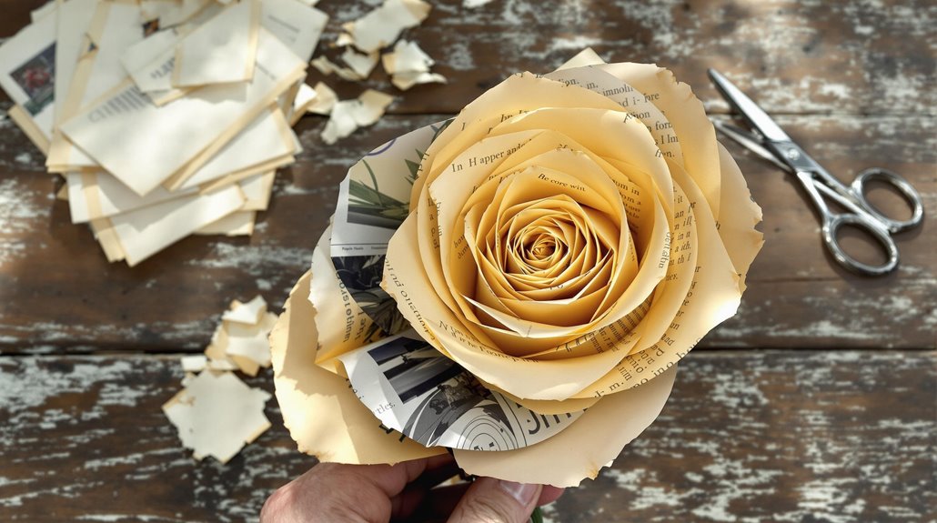 folded paper flower petals