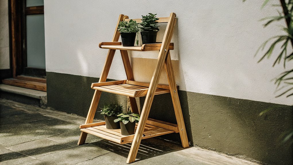 folding wooden plant display