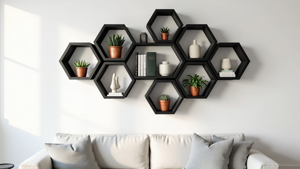 geometric designs on shelves