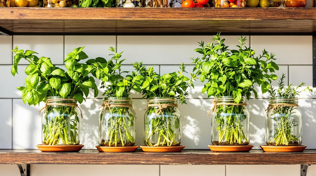 herbs in mason jars