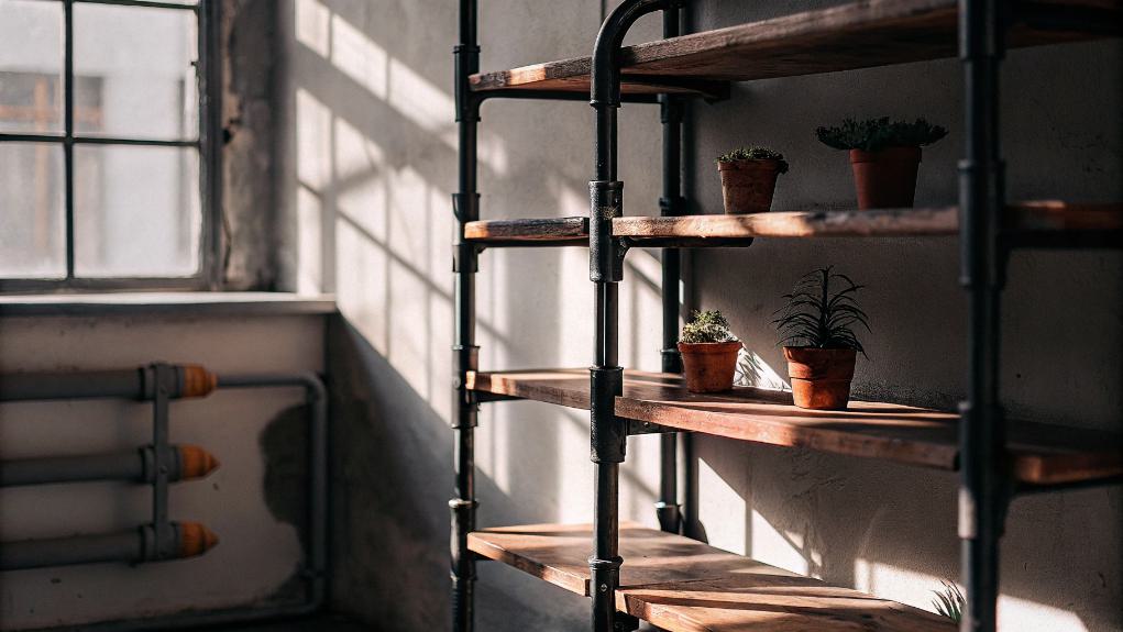 industrial pipe corner shelf