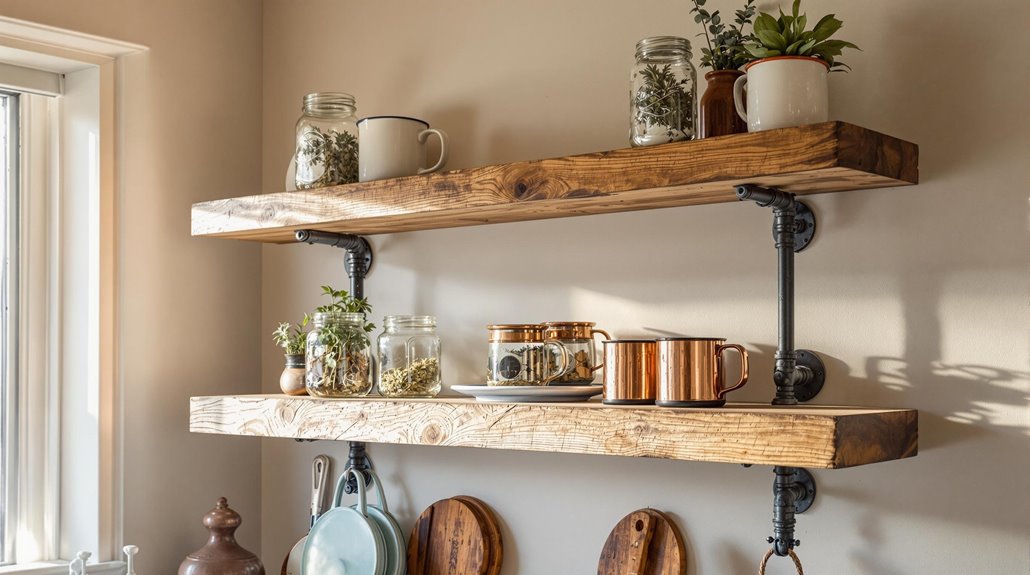 industrial shelving with pipes