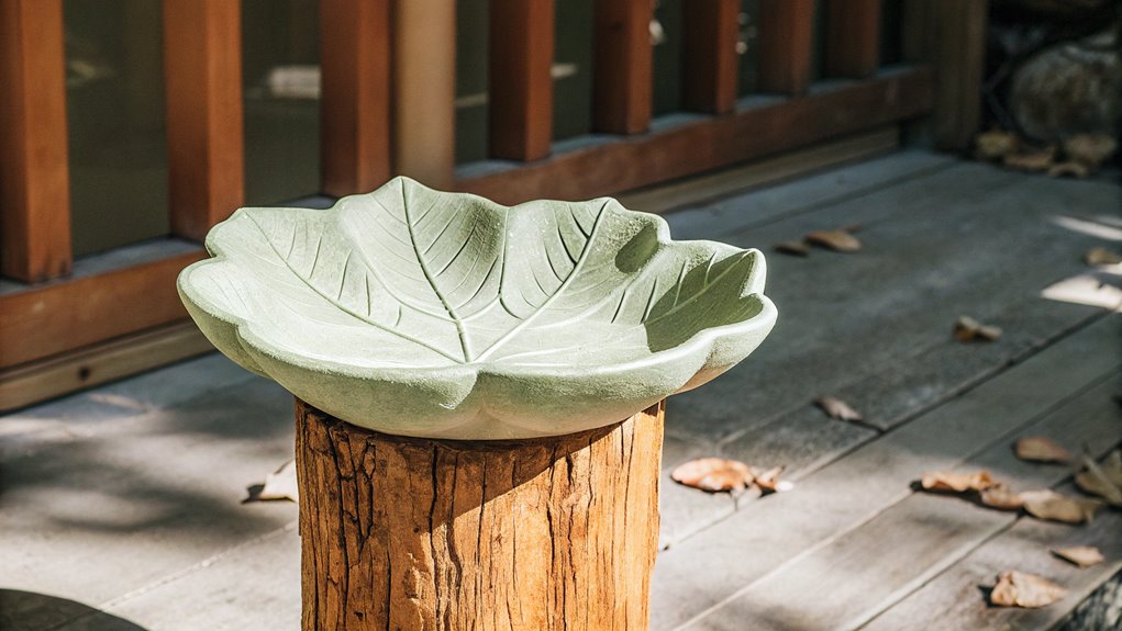 leaf shaped birdbath design