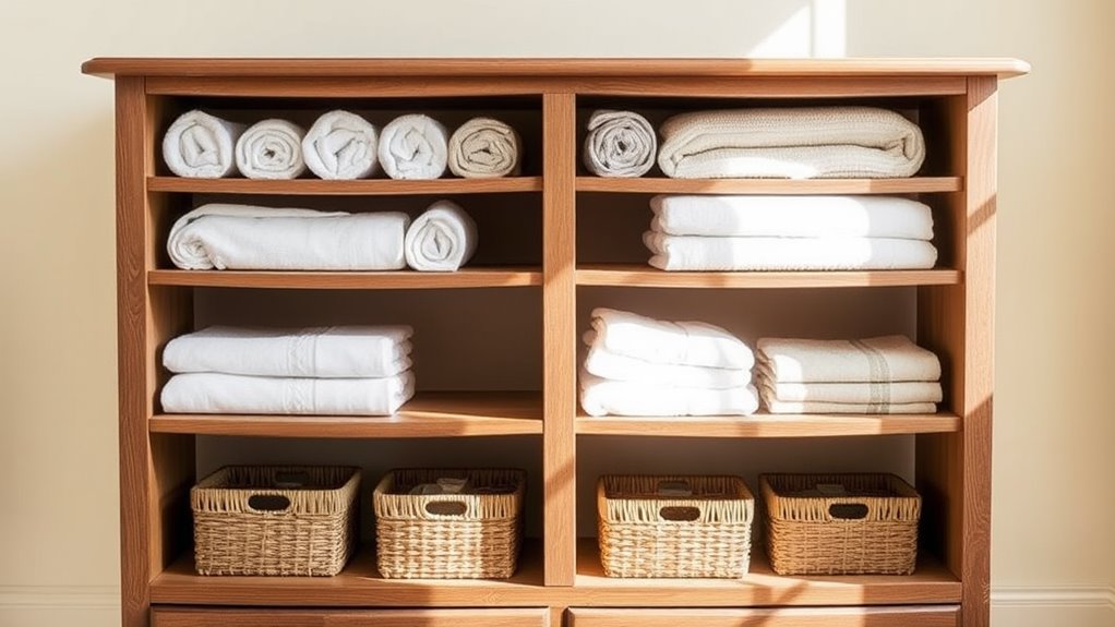 linen storage cabinet organization