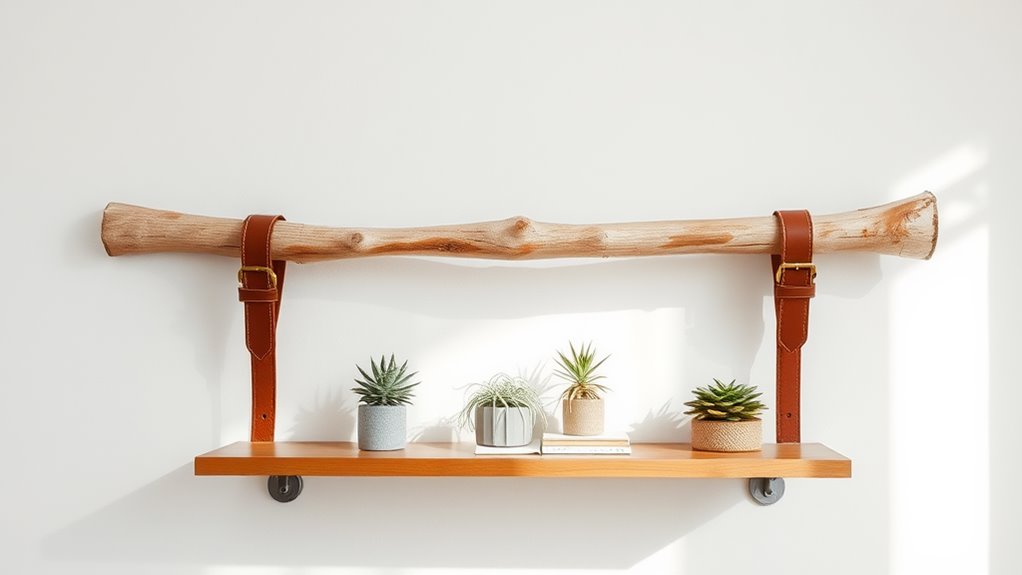 natural wood display shelves