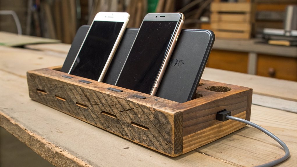 natural wooden charging dock