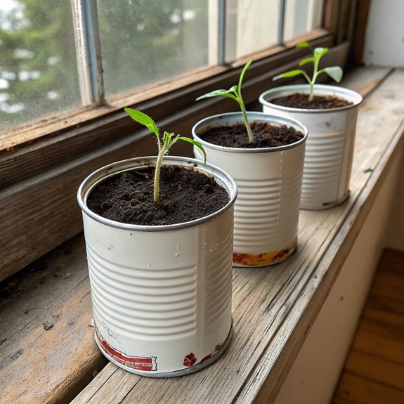 plant growth beginning containers