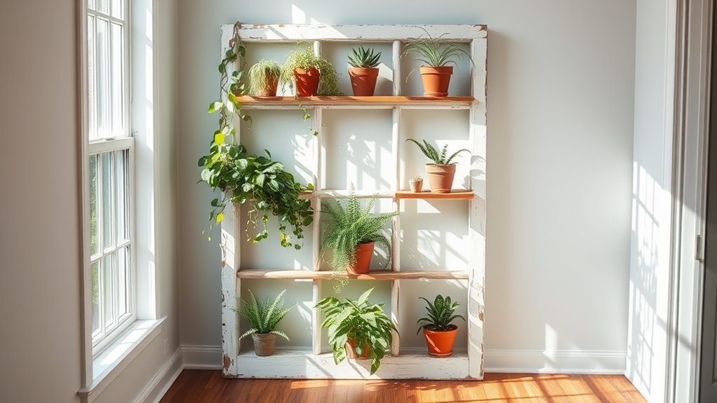 repurposed window frame showcase