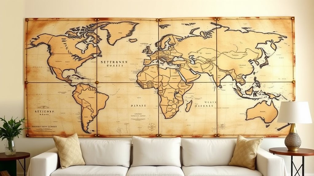 retro cartographic wall decoration