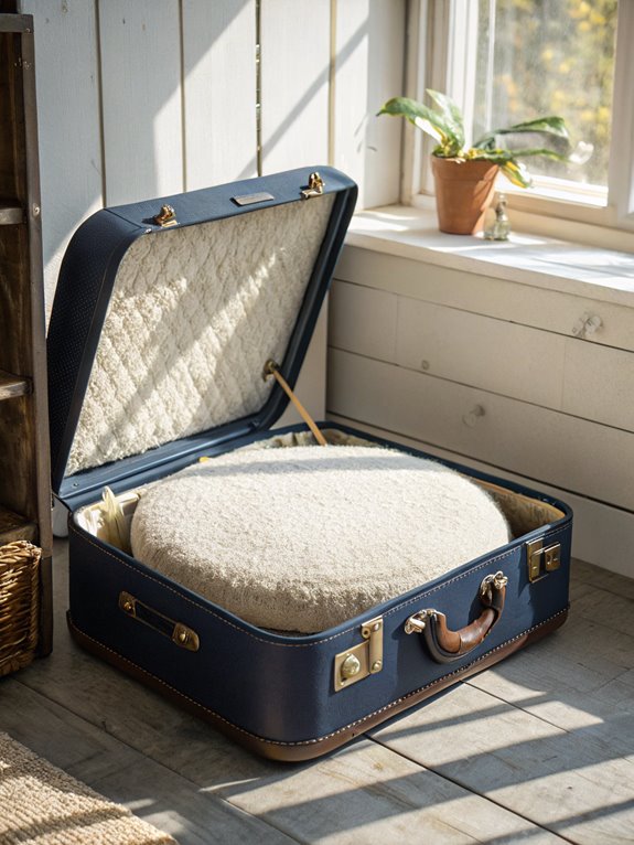 retro luggage pet bed