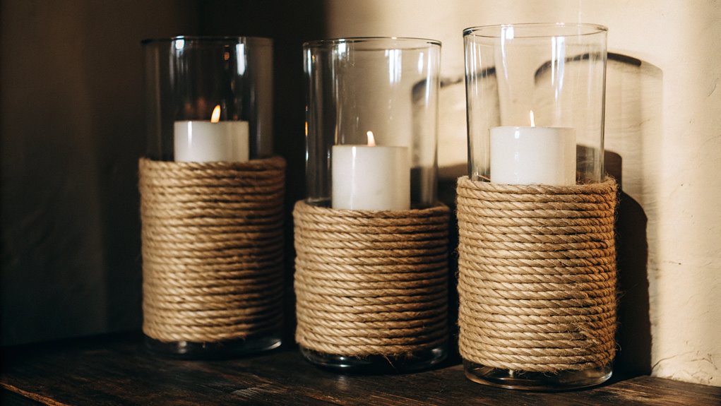 rope adorned candle holders