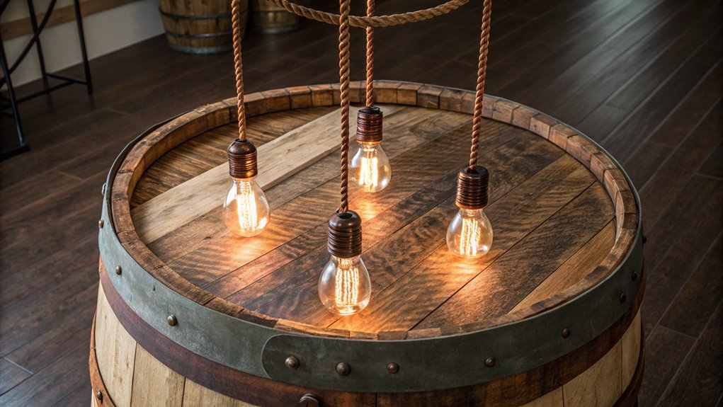 rustic wine barrel illumination