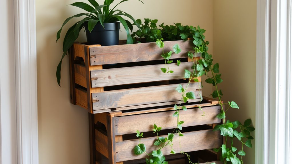 rustic wooden crate towers