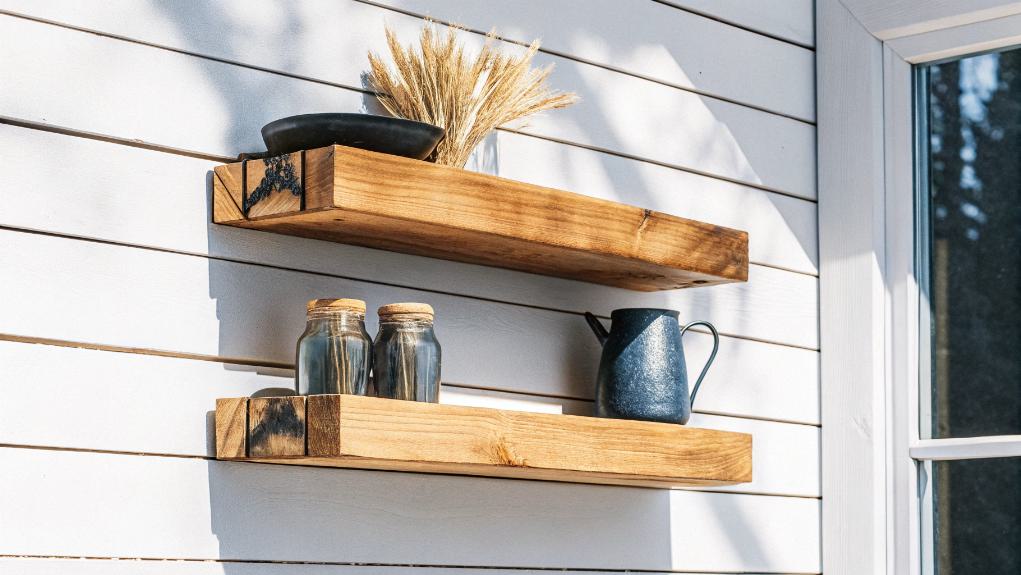 rustic wooden shelf decor