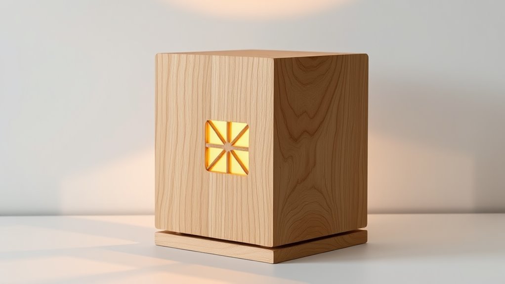 simple wooden cube lamp