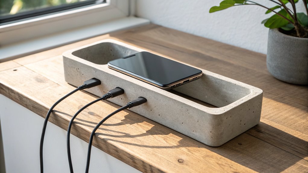 sleek simple concrete charger