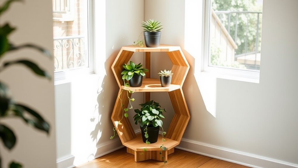 stylish angular wood shelves