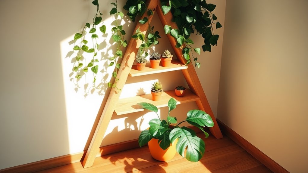 stylish wooden triangle shelves