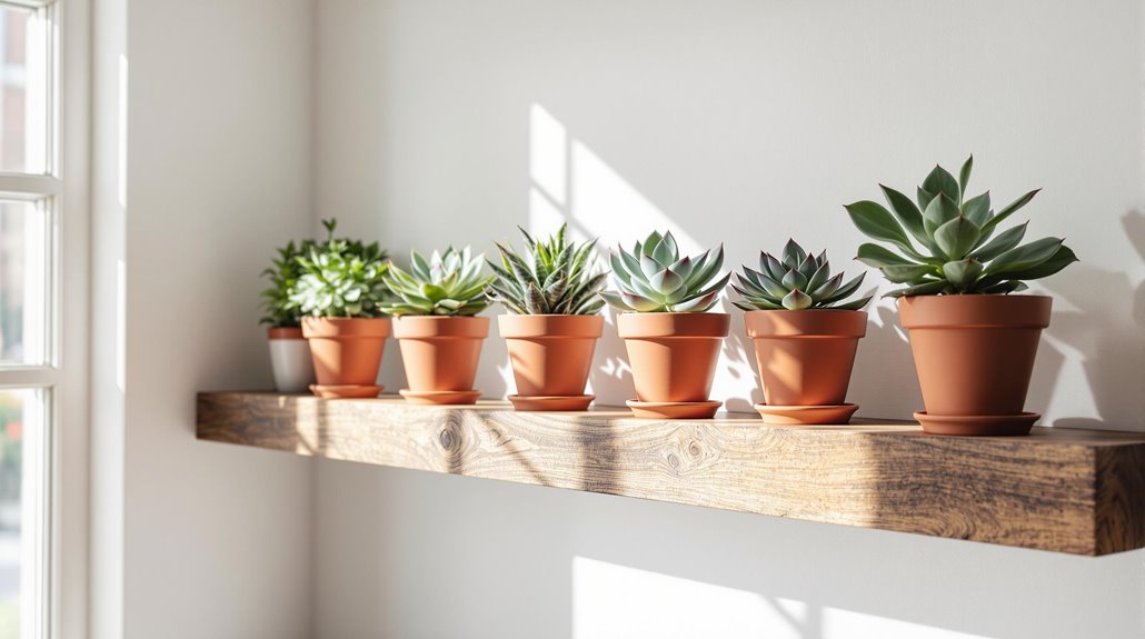 succulents in decorative pots