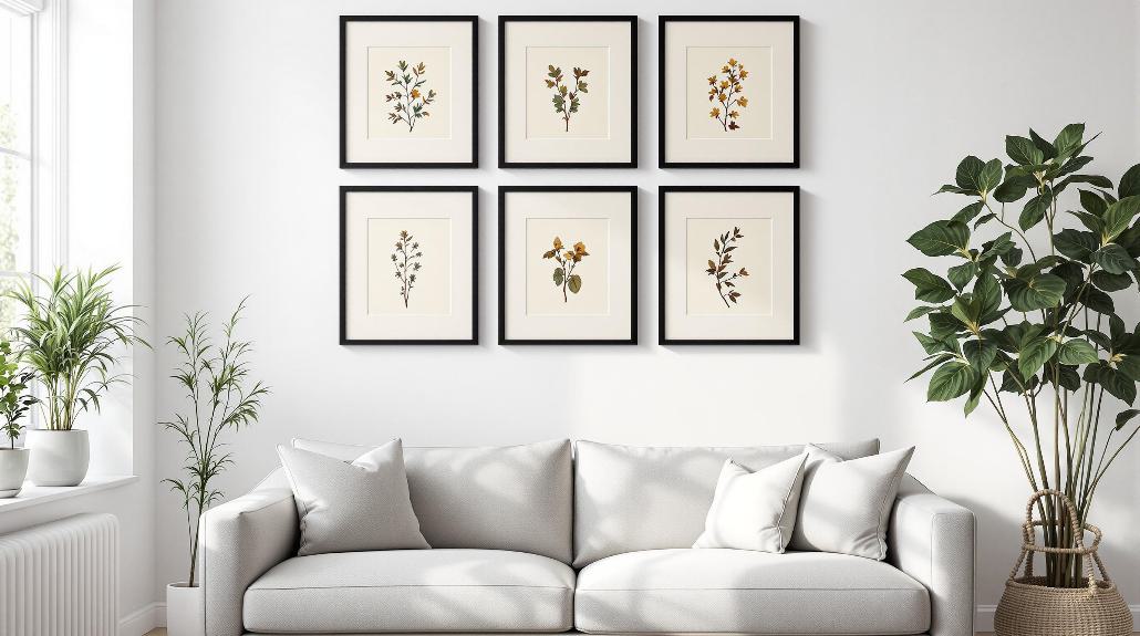 symmetrical wall art arrangement