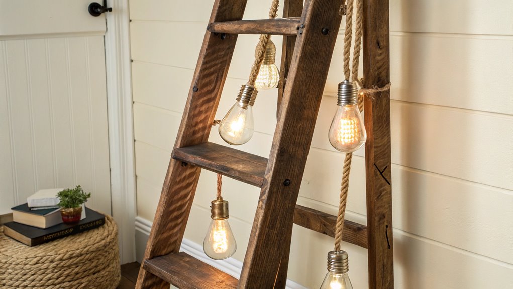 wooden ladder light stand