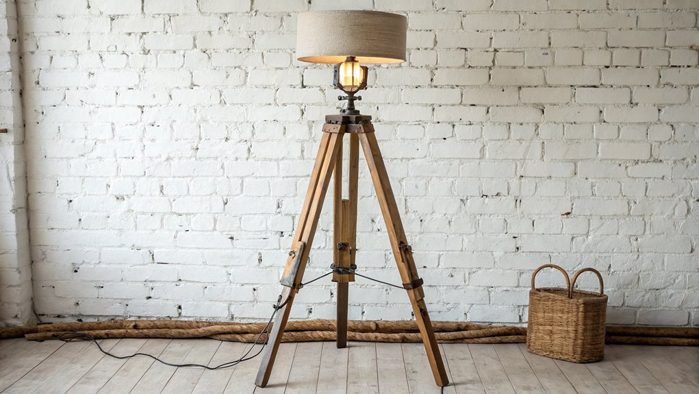 wooden tripod floor lamp